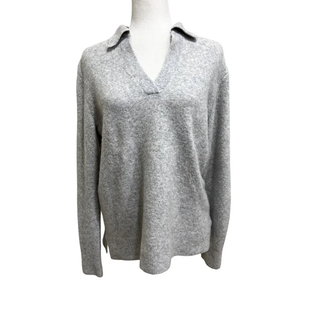 J.Crew Extra-Soft Gray Collared Pullover Sweater Long Sleeve Womens Size S - Picture 2 of 9